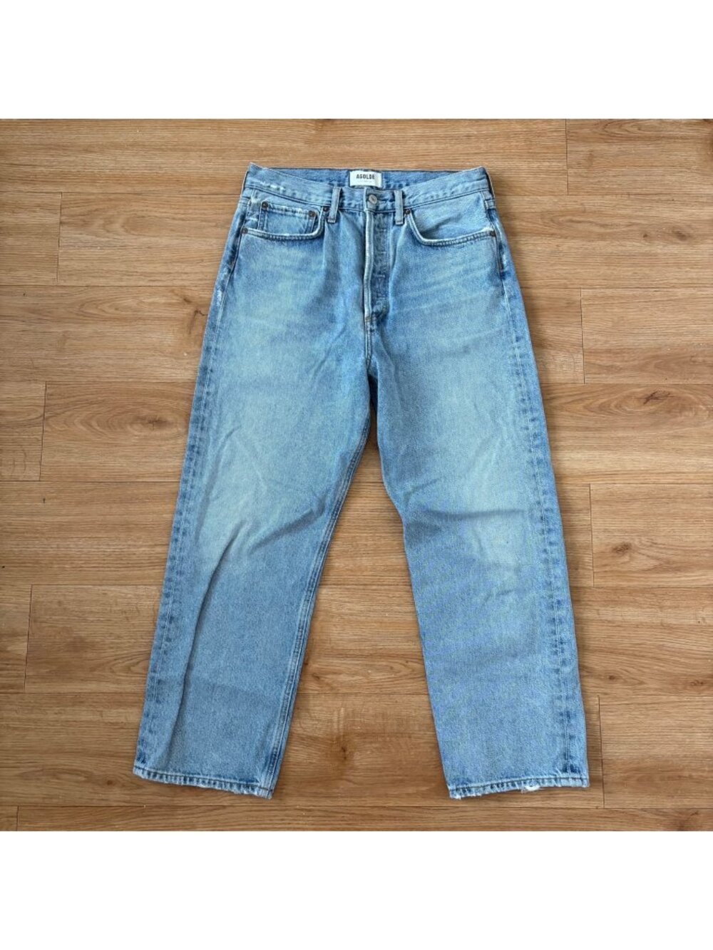 Agolde High Rise Button Fly 90’s Straight Leg Denim Jeans Blue Women’s Size 27